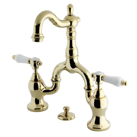 Kingston Brass KS7972BPL Bridge Bathroom Faucet with Brass Pop-Up, Polished Brass KS7972BPL